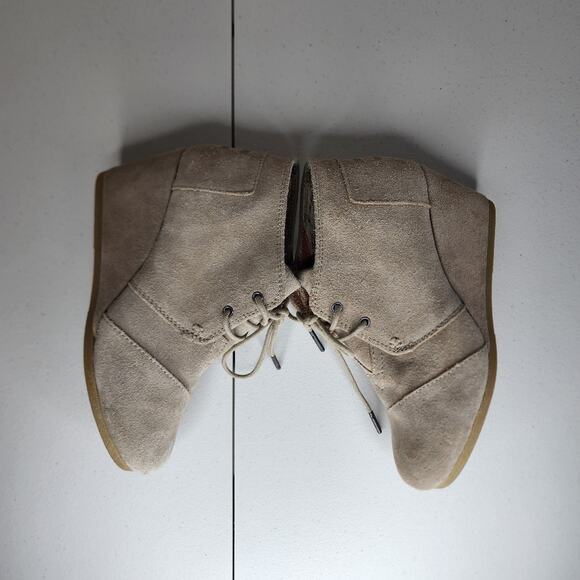 Toms Kala Wedge Suede Desert Taupe Booties Size 7 - Picture 3 of 6